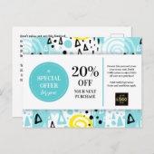 Blauw Gele Coupon Kortingkaart Abstracte Patronen Briefkaart (Voorkant / Achterkant)