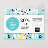 Blauw Gele Coupon Kortingkaart Abstracte Patronen Briefkaart (Voorkant)