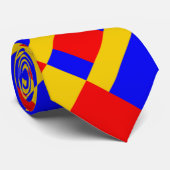Blauw gele en rode kleurenblok afdrukken stropdas (Opgerold)