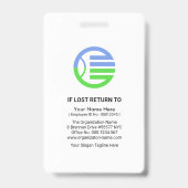 Blauw Gele Golf Foto Sjabloon Personeels ID Badge (Achterkant)