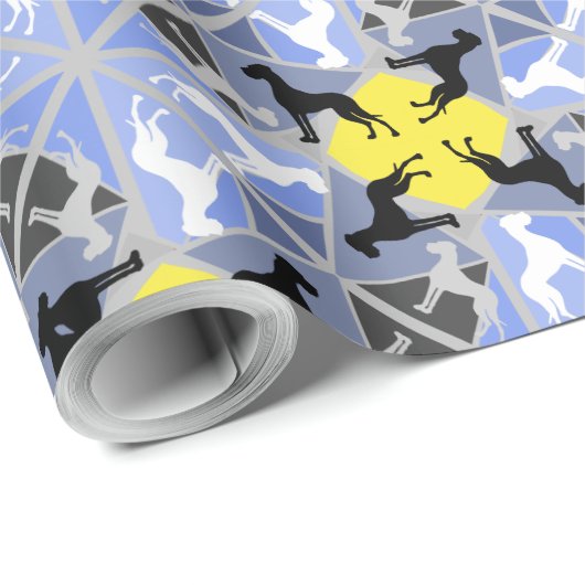 Blauw gele Grote Denen Cadeaupapier (Rol Hoek)