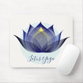 Blauw Gele Lotus Bloem Kunst Elegante Unieke Yoga Muismat