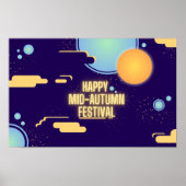 Blauw- Gele Maan Mid-Autumn Festival Poster (Voorkant)