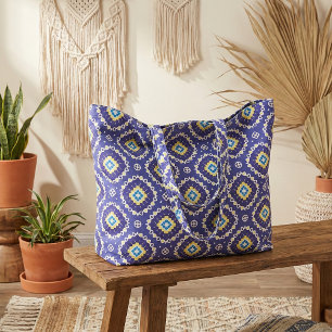 Blauw-gele mediterrane Azulejos-mozaïekpatroon Stof