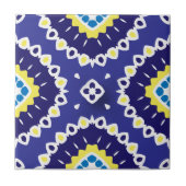 Blauw-gele mediterrane Azulejos-mozaïekpatroon Tegeltje (Voorkant)