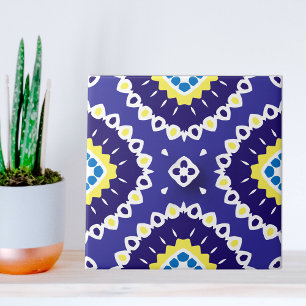 Blauw-gele mediterrane Azulejos-mozaïekpatroon Tegeltje