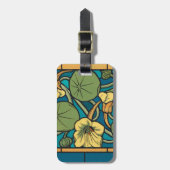 Blauw gele Nasturtium Flower Nouveau Pattern Bagagelabel (Voorkant verticaal)