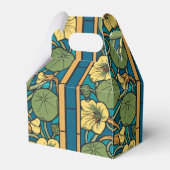 Blauw gele Nasturtium Flower Nouveau Pattern Bedankdoosjes (Achterkant)