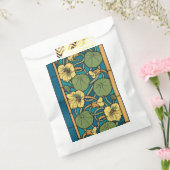 Blauw gele Nasturtium Flower Nouveau Pattern Bedankzakje (Gezegeld)