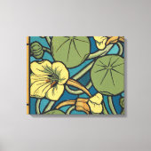 Blauw gele Nasturtium Flower Nouveau Pattern Canvas Afdruk (Voorkant)