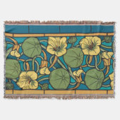 Blauw gele Nasturtium Flower Nouveau Pattern Deken (Voorkant)