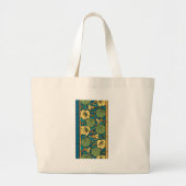 Blauw gele Nasturtium Flower Nouveau Pattern Grote Tote Bag (Voorkant)