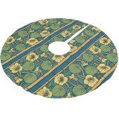 Blauw gele Nasturtium Flower Nouveau Pattern Kerstboom Rok (Gekanteld)