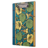 Blauw gele Nasturtium Flower Nouveau Pattern Klembord (Links)