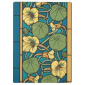 Blauw gele Nasturtium Flower Nouveau Pattern Klembord (Achterkant)
