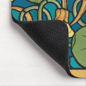 Blauw gele Nasturtium Flower Nouveau Pattern Muismat (Hoek)