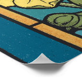 Blauw gele Nasturtium Flower Nouveau Pattern Poster (Hoek)