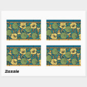 Blauw gele Nasturtium Flower Nouveau Pattern Rechthoekige Sticker (Vel)