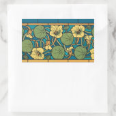 Blauw gele Nasturtium Flower Nouveau Pattern Rechthoekige Sticker (Tas)