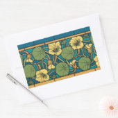 Blauw gele Nasturtium Flower Nouveau Pattern Rechthoekige Sticker (Envelop)