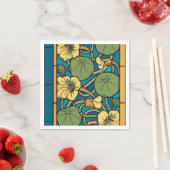 Blauw gele Nasturtium Flower Nouveau Pattern Servetten (Insitu)
