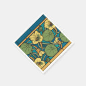 Blauw gele Nasturtium Flower Nouveau Pattern Servetten (Hoek)
