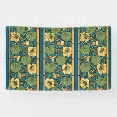 Blauw gele Nasturtium Flower Nouveau Pattern Spandoek (Horizontaal)