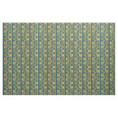 Blauw gele Nasturtium Flower Nouveau Pattern Stof (Fat Quarter)