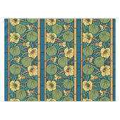 Blauw gele Nasturtium Flower Nouveau Pattern Tafelkleed (Voorkant (Horizontaal))