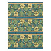 Blauw gele Nasturtium Flower Nouveau Pattern Tafelkleed (Voorkant)