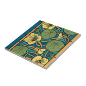 Blauw gele Nasturtium Flower Nouveau Pattern Tegeltje (Zijkant)