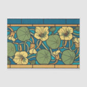 Blauw gele Nasturtium Flower Nouveau Pattern Tissuepapier (Voorkant)
