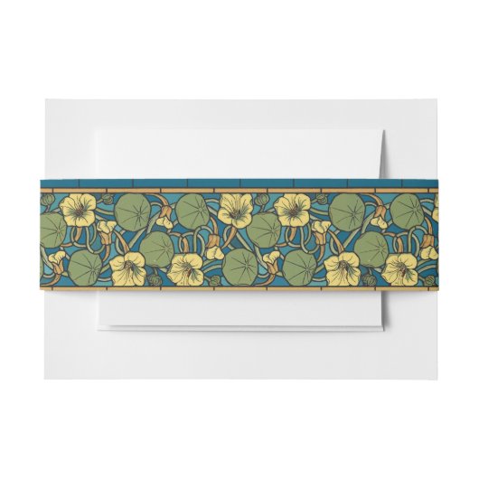 Blauw gele Nasturtium Flower Nouveau Pattern Uitnodigingen Wikkel (Voorkant Voorbeeld)