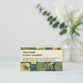 Blauw gele Nasturtium Flower Nouveau Pattern Visitekaartje (Staand voorkant)