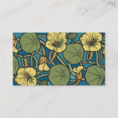 Blauw gele Nasturtium Flower Nouveau Pattern Visitekaartje (Achterkant)