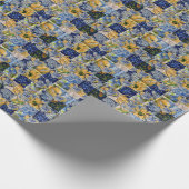 Blauw gele patronen voor het verpakken van papier (Hoek)