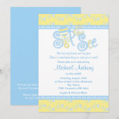 Blauw gele Rattle Lace Sip N Zie Baby shower Kaart (Voorkant / Achterkant)