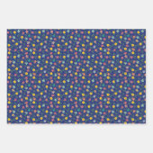 Blauw-gele roze katoenkern Boho bloemen Inpakpapier Vel (Voorkant 2)