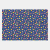 Blauw-gele roze katoenkern Boho bloemen Inpakpapier Vel (Voorkant)