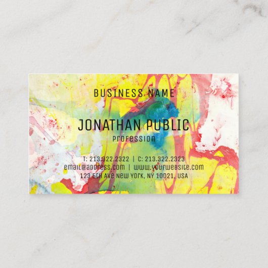 Blauw gele roze rode moderne Abstracte kunst elega Visitekaartje (Achterkant)