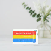 Blauw Gele Schilder Paint Roll Interieur Exterieur Visitekaartje (Staand voorkant)