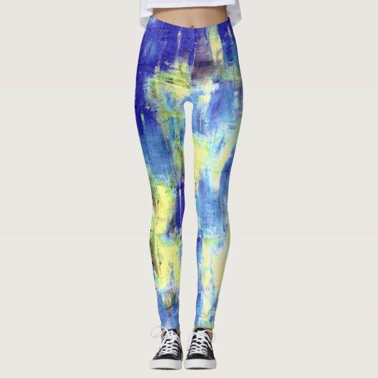 Blauw gele schildpad leggings (Voorkant)