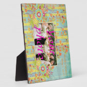 Blauw gele Sinaasappel 8 x 10 Fotoplaque met Easel Fotoplaat (Zijkant)