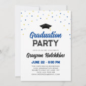 Blauw Gele Sterren Gefeliciteerd de Afgestudeerde  Kaart (Achterkant)