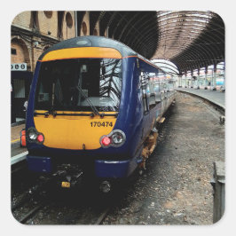 Blauw-gele trein, in York Vierkante Sticker