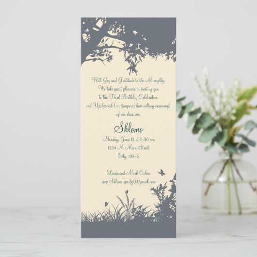 Blauw - Gele uitnodiging voor het hoogwaardigheids (Staand voorkant)