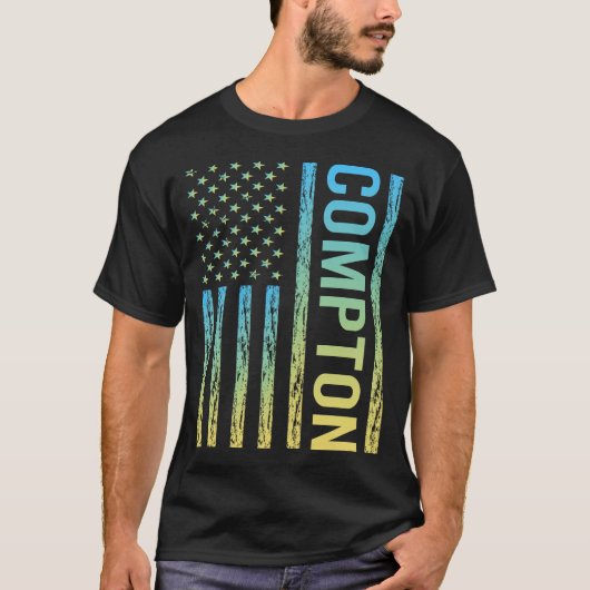 Blauw Gele Vlag - Compton T-shirt (Voorkant)