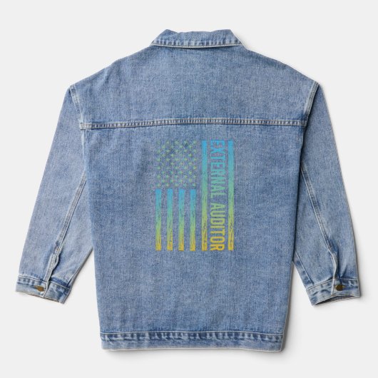 Blauw Gele Vlag VS - Externe Auditor Denim Jacket (Achterkant)