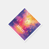 Blauw Gele Waterverf Regendruppels Kleurrijk Servet (Hoek)