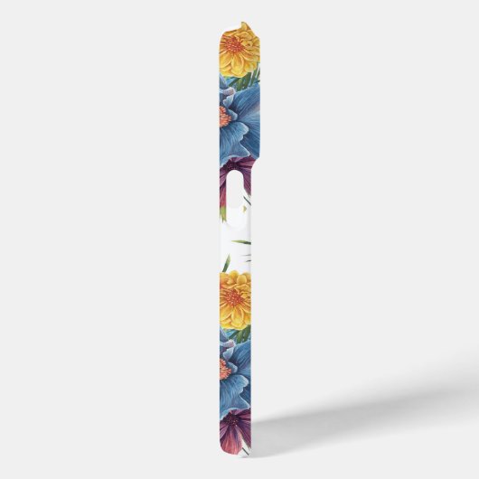Blauw & Gele Waterverven Bloemen Patroon Monogram Case-Mate iPhone Case (Achterkant / Rechts)